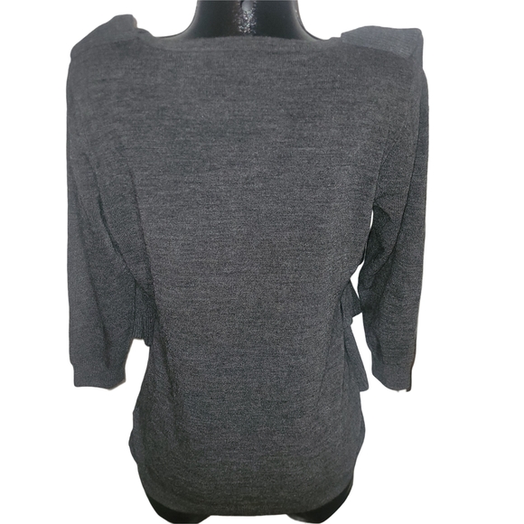 Premise Gray Knit Ruffled Cardigan L - Picture 5 of 6